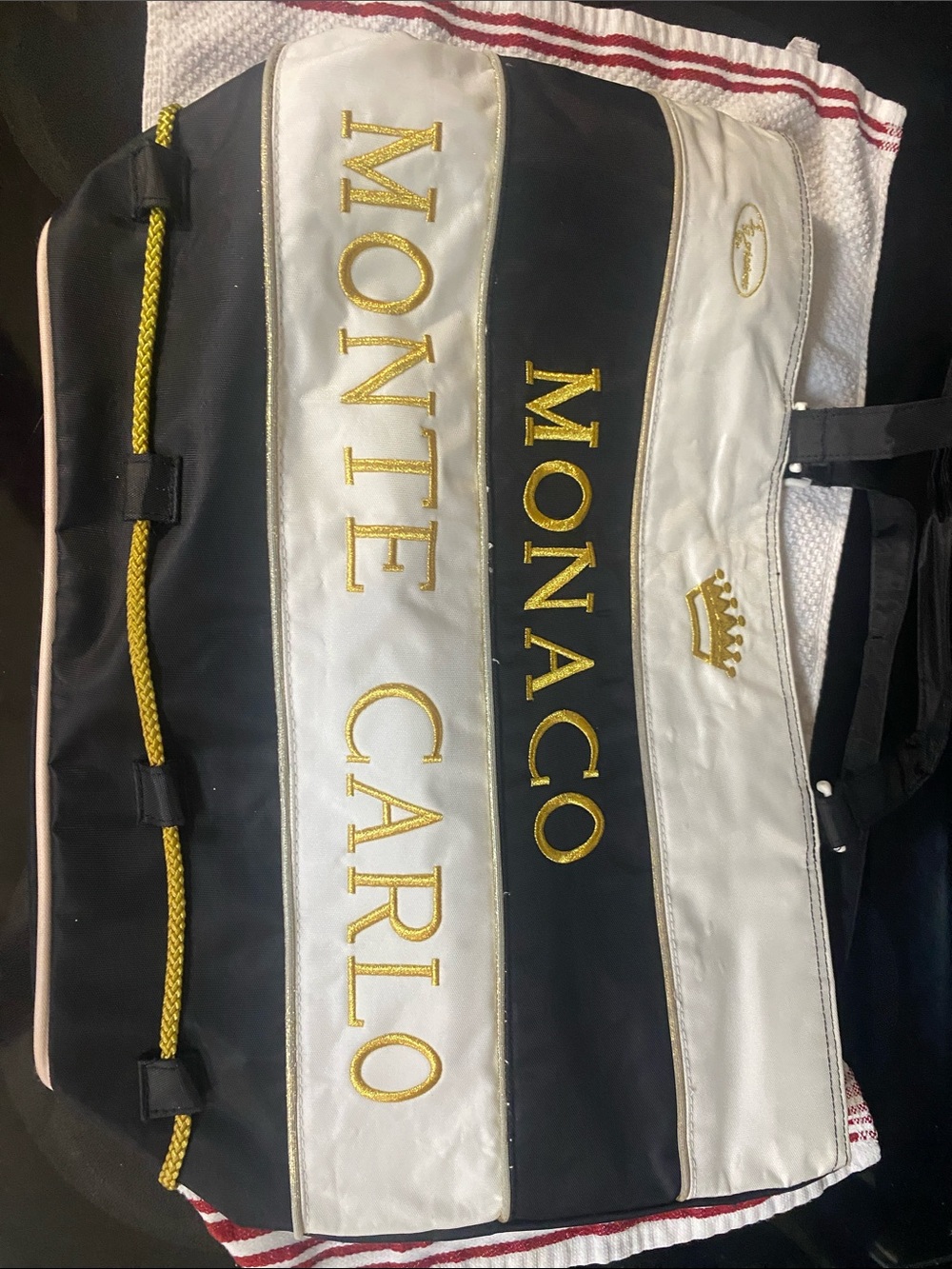 monaco Black, White & Gold Monte Carlo Travel Bag w/ change purse